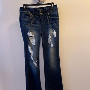 Vintage Y2K Fashion Bug Distressed Blue Jeans Size 6